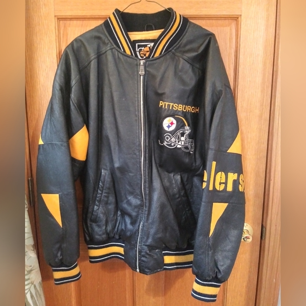Steelers Leather Zip Up Jacket GUC